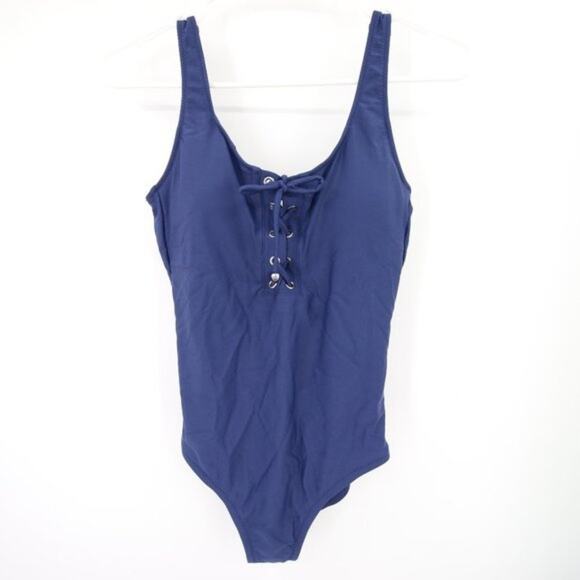 Mossimo Supply Co. Other - Mossimo Blue Lace-Up One Piece Swimsuit Scoop Neck Size Small NWT